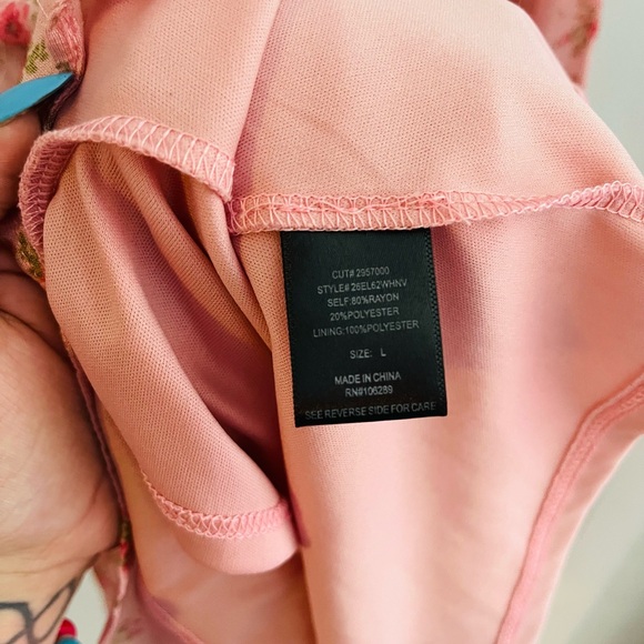 trixxi pretty pink floral print long sleeve romper size large - Picture 6 of 8